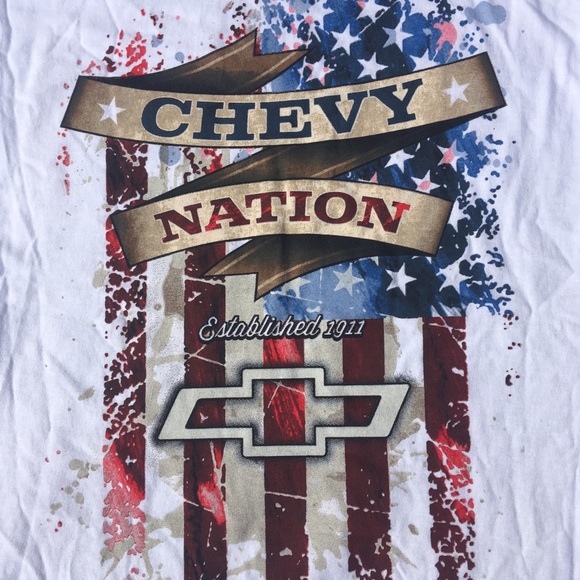 ❌SOLD❌Chevy Nation Tee Shirt white blue Double - Picture 7 of 8